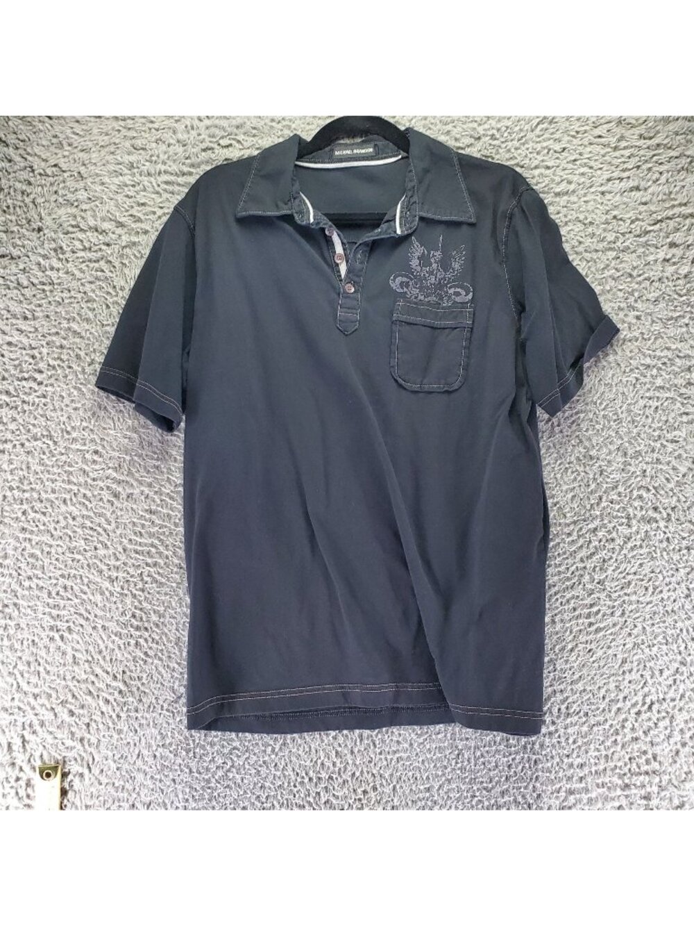 Michael Brandon Shirt Mens Large Black Polo Shirt With Pocket
